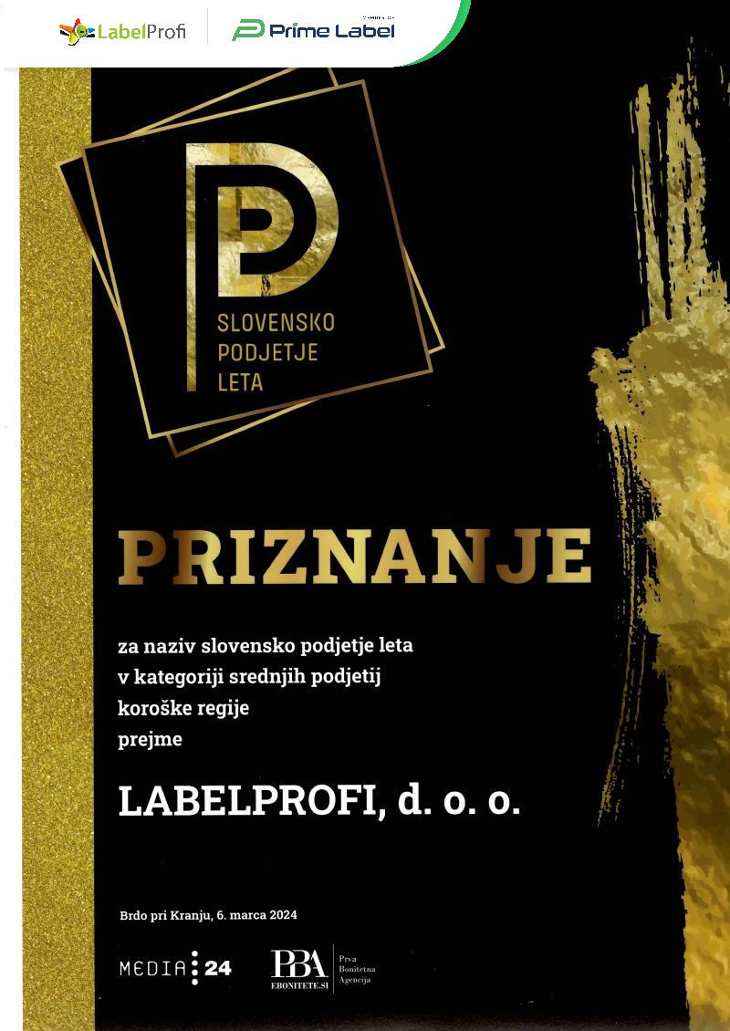 LabelProfi - das beste mittelständische Unternehmen in der Region Koroška LabelProfi - das beste mittelständische Unternehmen in der Region Koroška